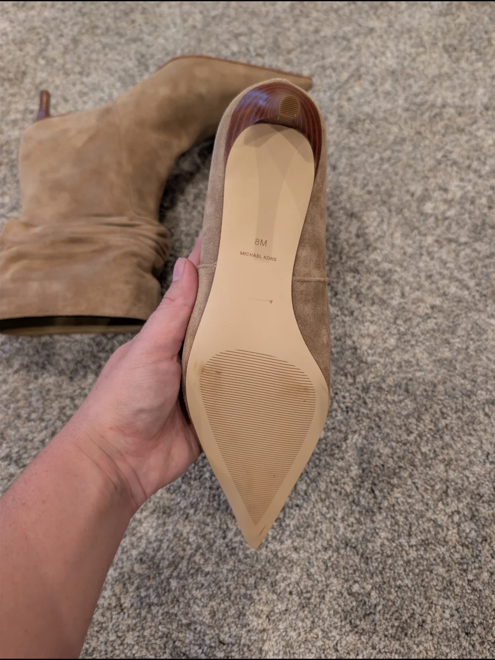 Michael Kors Dawn Suede Slouchy Ankle Booties Tan 8M Husk